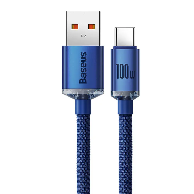 Кабель Baseus Crystal Shine Series Fast Charging Data Cable USB to Type-C 100W 2 м блакитний - фото 3