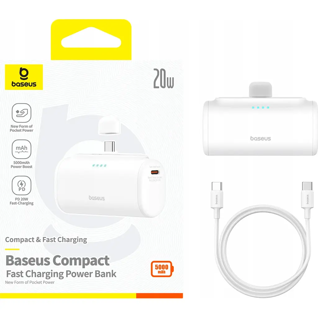 Внешний аккумулятор Baseus Compact Type-C Edition 5000mAh 20W White (P10068306213-00) [132859] - фото 6