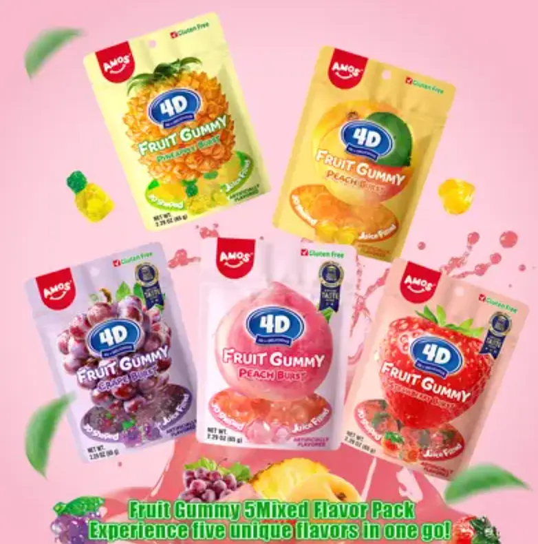 Желейні цукерки Amos 4D Fruit Gummy Peach Burst 65г - фото 7