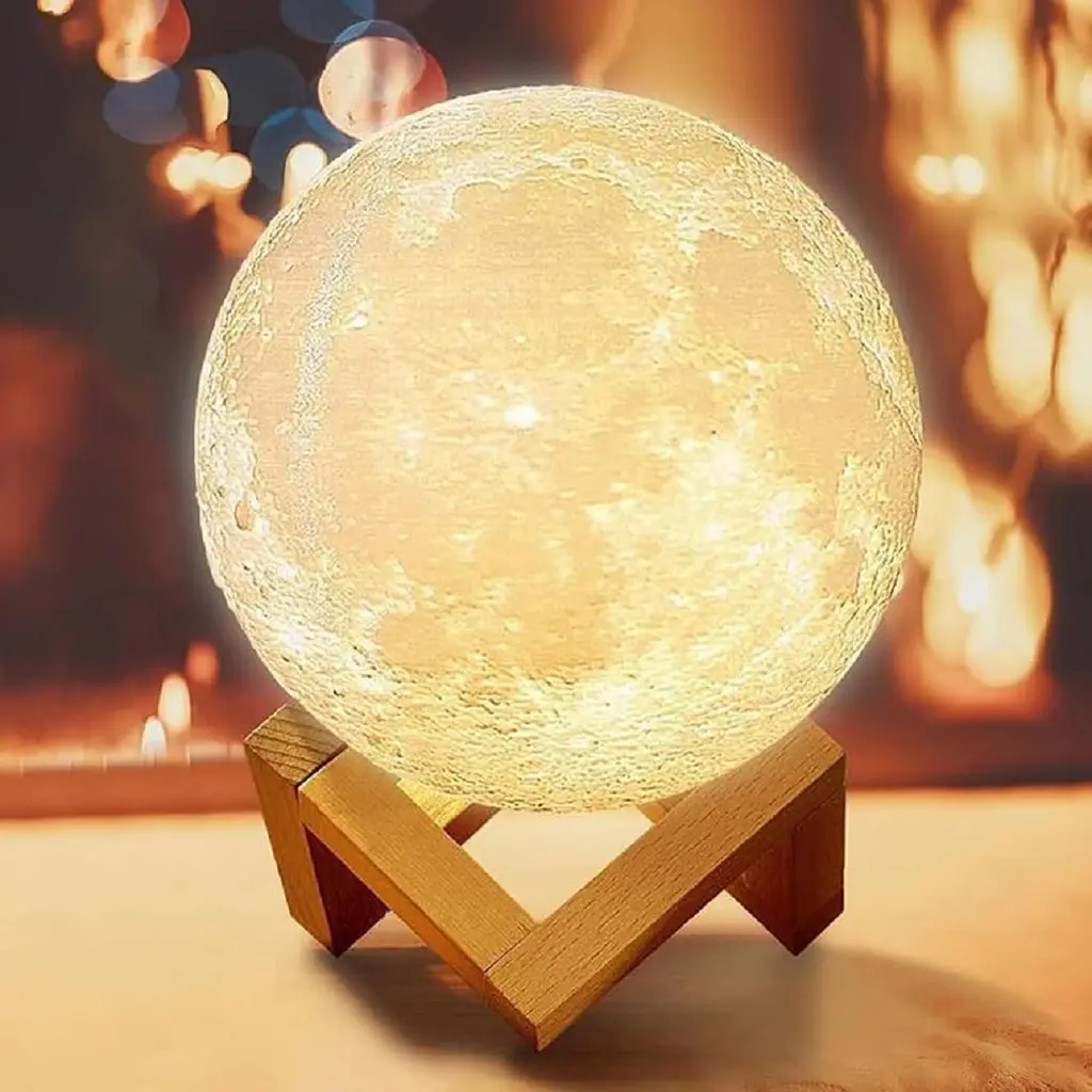 Світильник 3D нічник Місяць 15 см теплий білий USB - фото 2