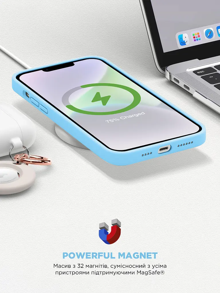 Силиконовый чехол с MagSafe для Apple iPhone 14, ICON2 MagCase, голубой, противоударный, панель с мягкой подкладкой, защита всего корпуса, поддержка беспроводной зарядки, совместим с защитными стеклами и пленками, ArmorStandart (ARM68390) - фото 9