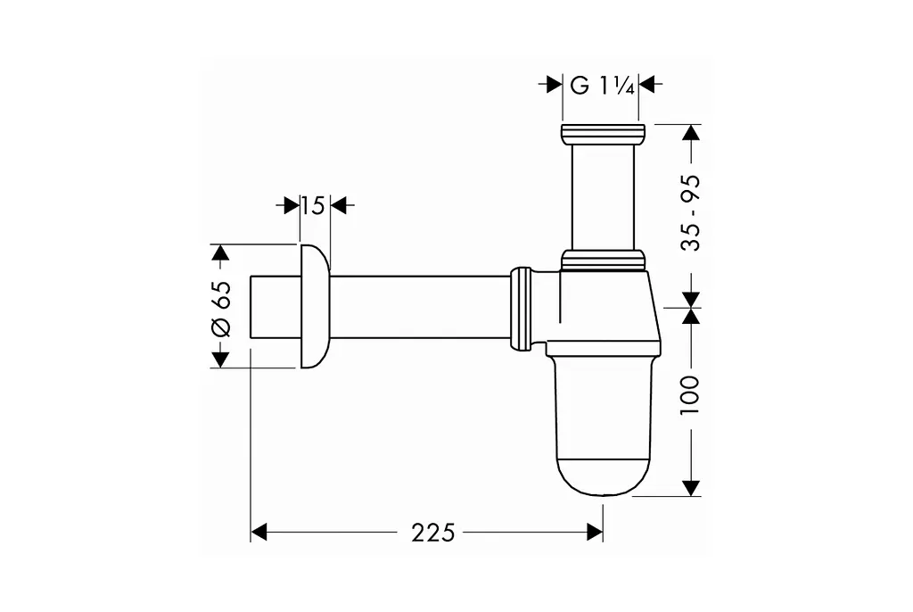 Сифон для умивальника Hansgrohe колбовий Хром 52053000 - фото 2