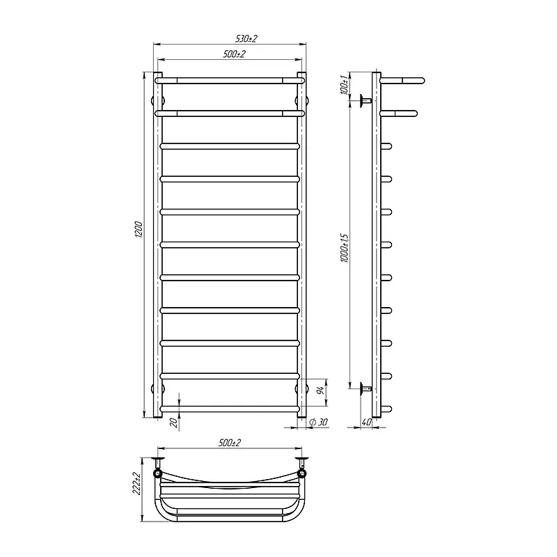 Рушникосушка водяна Onlyheat Elios 500/1200/11, Хром - фото 3