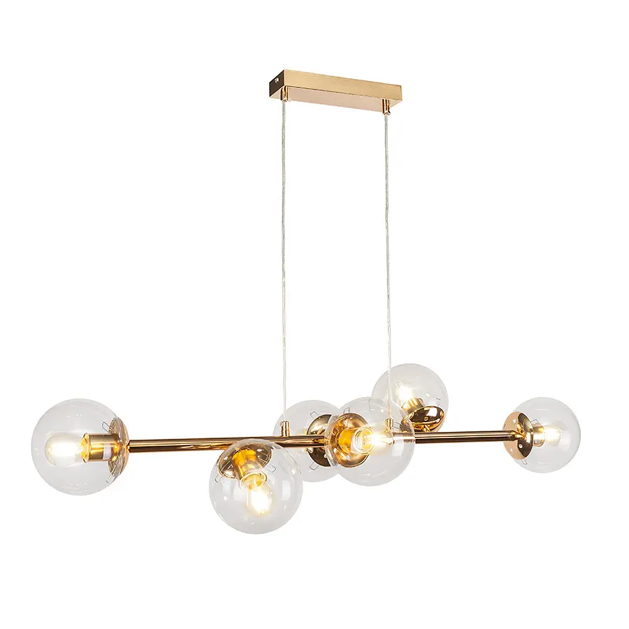 Люстра LED Levistella 7521010-6 GD+CL, 6 плафонів, метал, золото, прозоре скло - фото 4