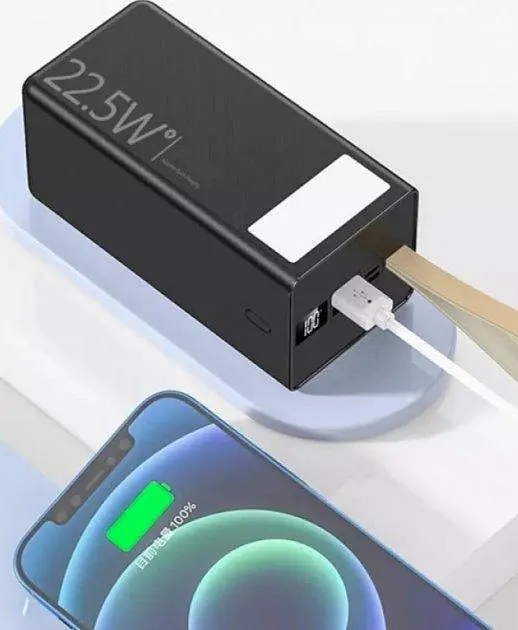 Внешний аккумулятор Повербанк 50000 mAh WUW Y500 22.5W с фонариком (Black&White) - фото 3
