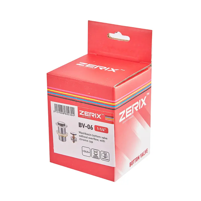 Донний клапан для раковини Zerix BV-06 без переливу автоматичний Click-Clack 1 1/4″ ZX6023 - фото 9