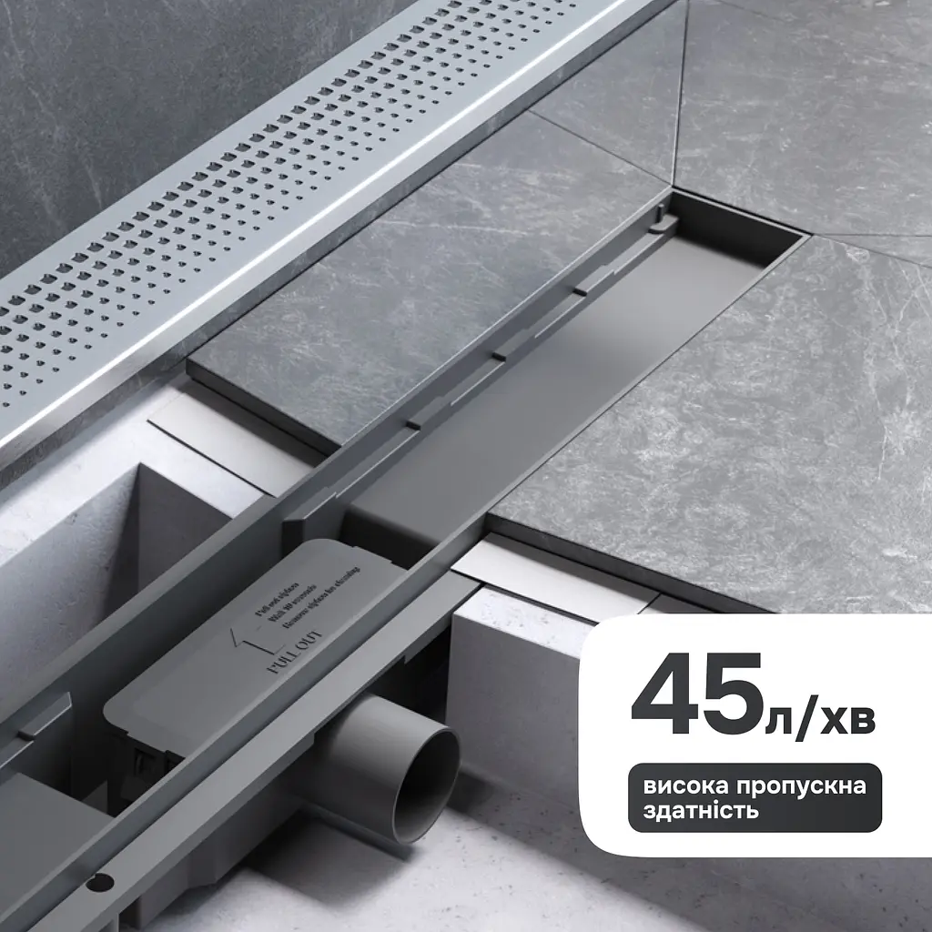 Трап для душу лінійний AM.PM Primeflow Cut Gradient 800 мм, універсальний затвор, хром (W02SC-P11-080-01SB) - фото 6