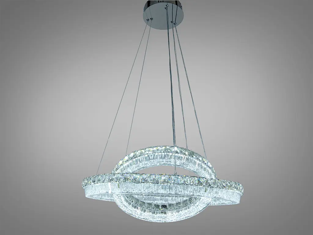 Підвісна LED-люстра Diasha MD6027/600+400HR для вітальні, спальні та кухні, 152 W, пульт, 61 см, 13-20m2 - фото 3