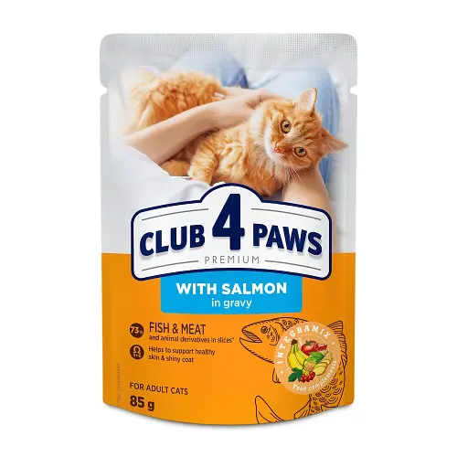 Влажный корм для котов Club 4 Paws с лососем в соусе 85 г x 24 B5622501 - фото 3