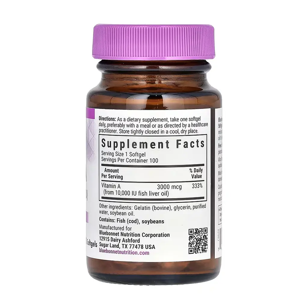 Вітамін A Vitamin A 3000 mcg (10,000 IU) - 100 softgels - фото 2