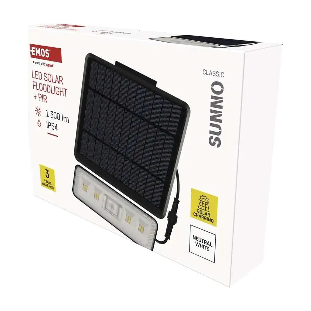 Прожектор EMOS солнечный светодиодный 1300 лм IP54 4000K PIR (ZG112S) - фото 10