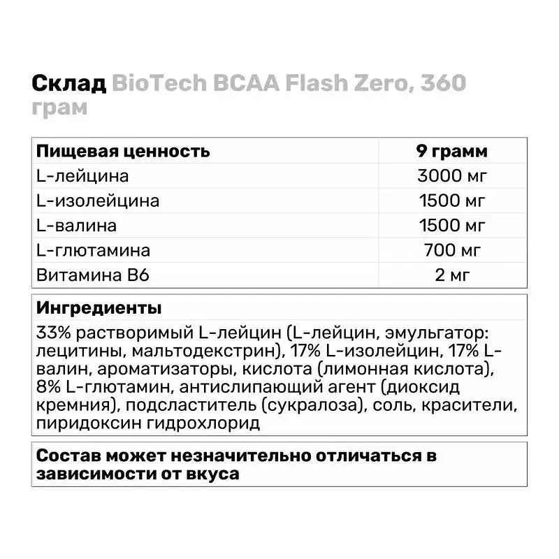 Амінокислоти BCAA з Вітаміном В-6 - 360 г без цукру - фото 2