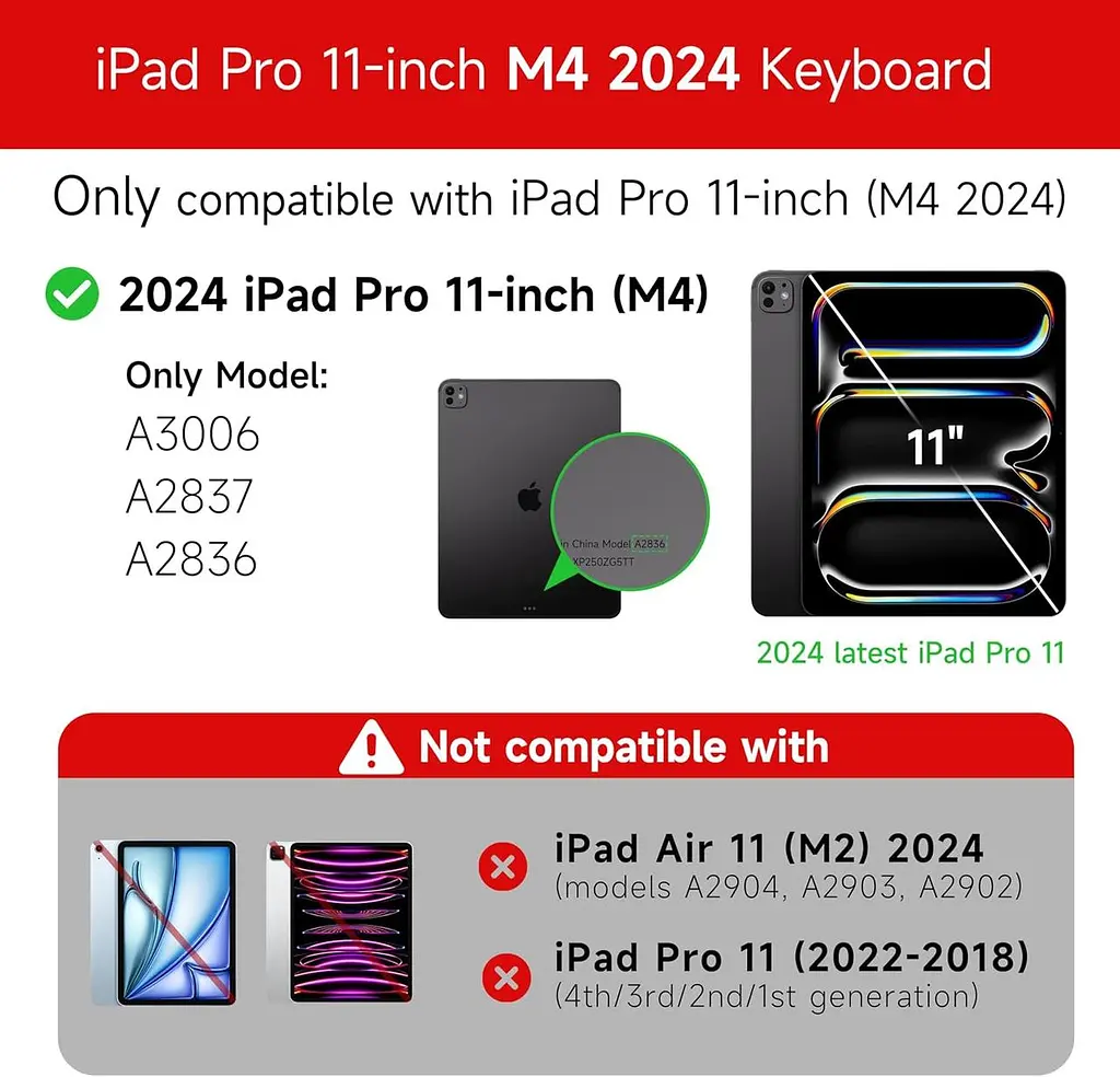 Чохол-клавіатура HOU для iPad Pro 11 дюймів (M4 2024), iPad Pro 2024 11 дюймів (5-го покоління) з клавіатурою, трекпадом - фото 6