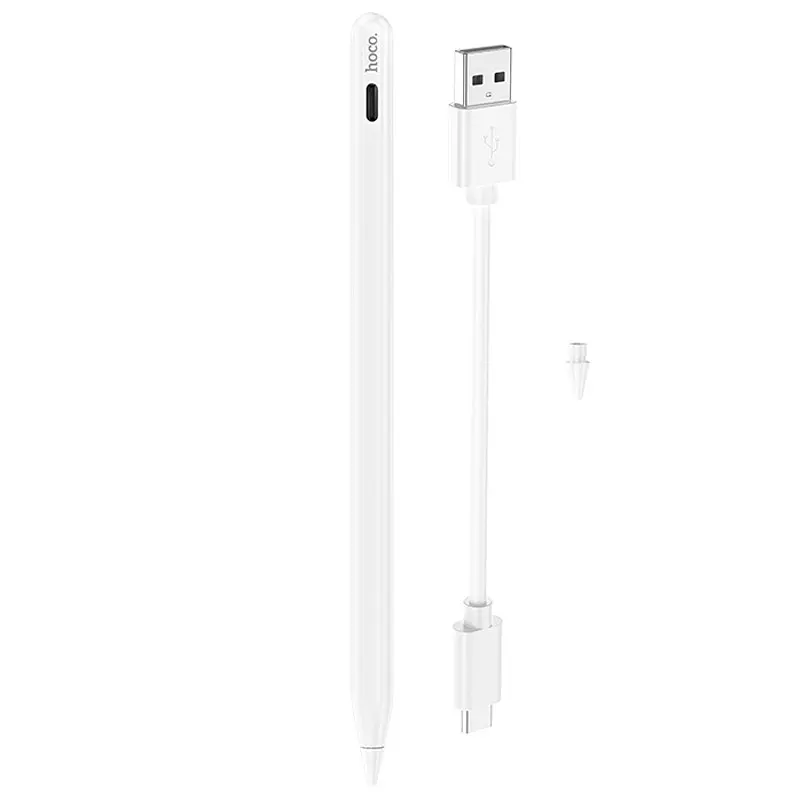 Стилус Hoco GM112 Intelligent anti-lost active capacitive pen with digital display for iPad White - фото 4