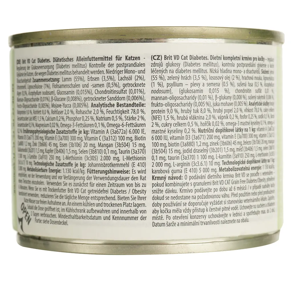 Вологий корм для котів Brit GF Veterinary Diet Cat Cans Diabetes з ягням та горохом 200 г - фото 4