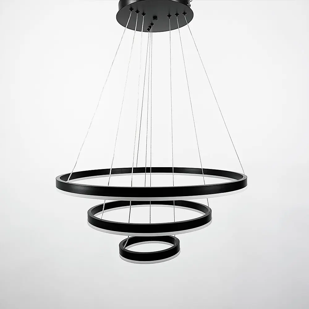 LED люстра на три кольца в черном каркасе 60+40+20 см Ст. G 68-600+400+200 BK Line F - фото 5