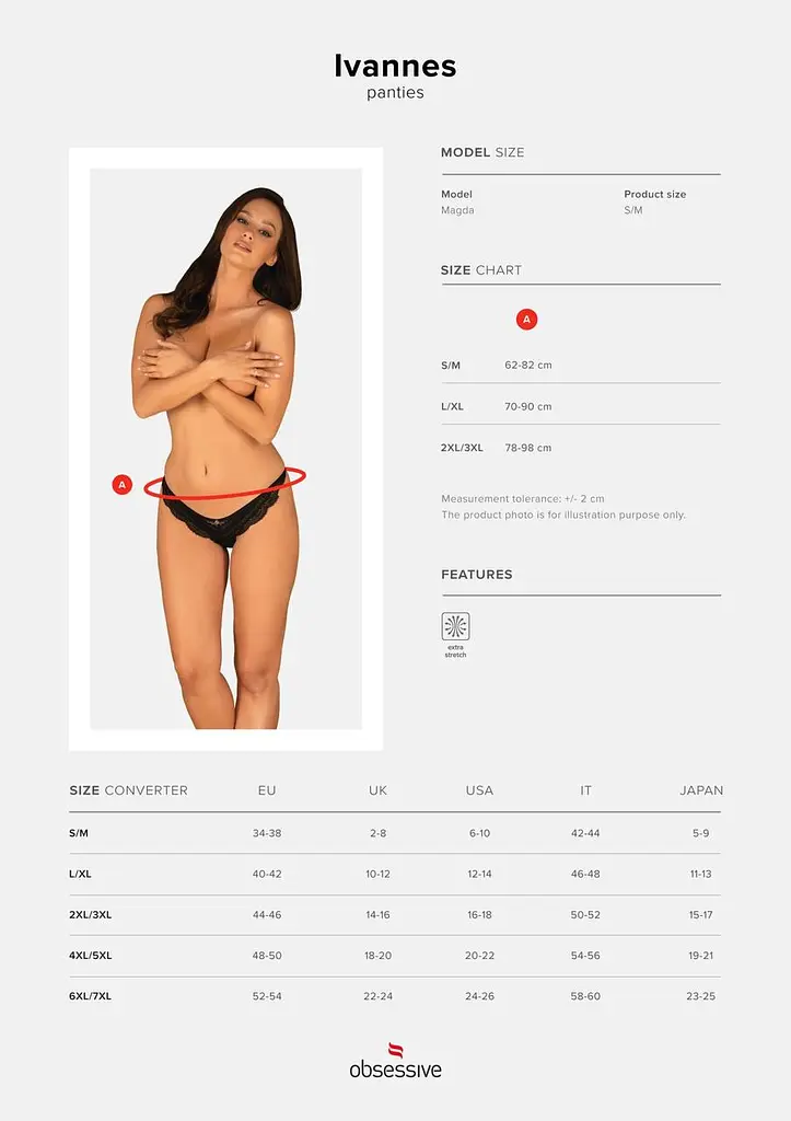 Полупрозрачные трусики с подвеской Obsessive Ivannes panties black черные S/M - фото 7