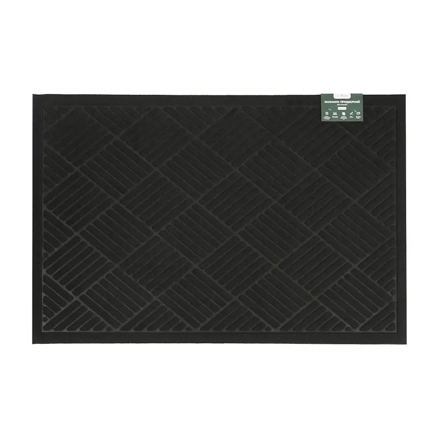 Килимок придверний Eco Fabric Смужки без кромки чорний 60 х 90 см (6090-007) - фото 2