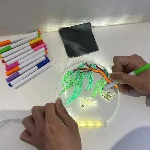 Круглий світильник-нічник WordPad AND 5502 15 см від USB • LED-дошка для нотаток AND 5502 з маркером для дому, офісу та декору - фото 3