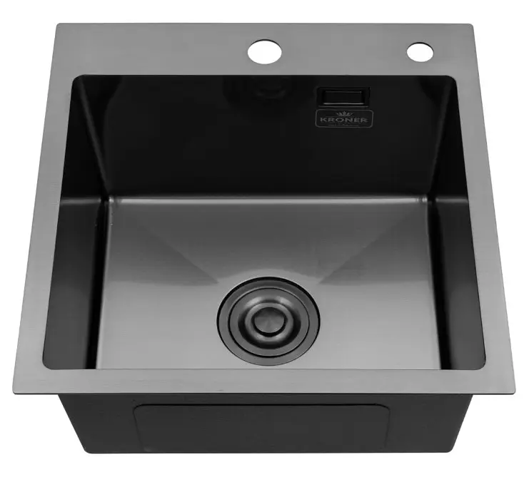 Кухонна мийка Kroner KRP Schwarze - 4545HM PVD (3.0/1.0 мм) (CV033856) - фото 2