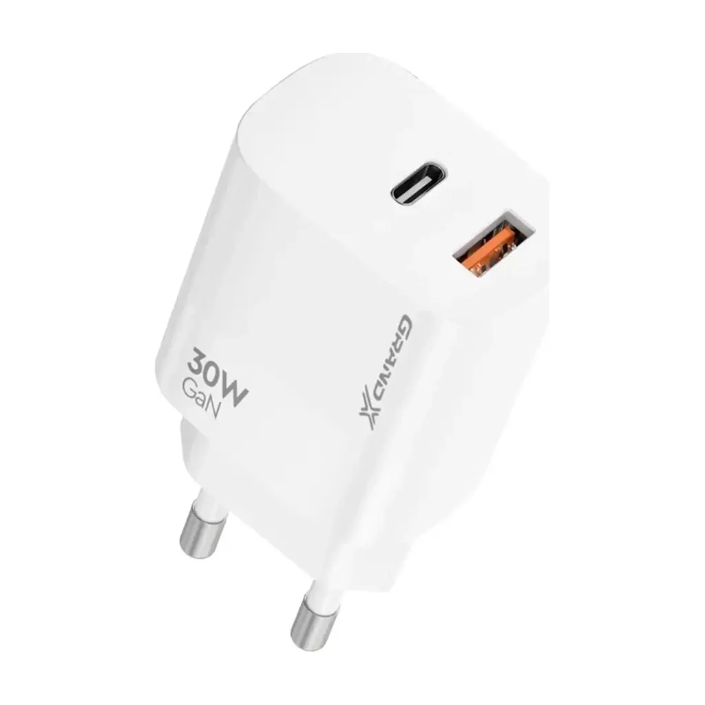 Зарядний пристрій Grand-X GaN 1xUSB-C + 1xUSB QC3.0 36W white (CH-360W) - фото 4