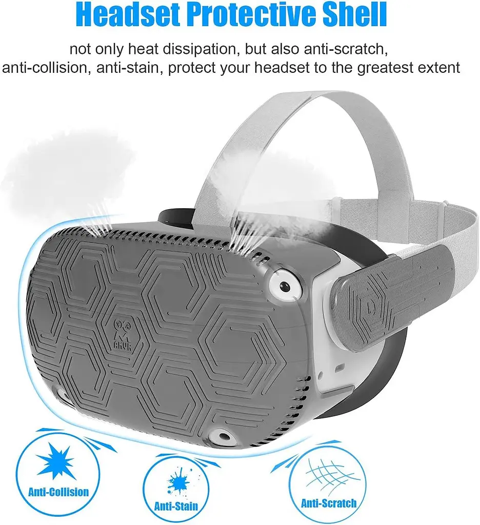 Захисний чохол гарнітури AMVR VR, легка та міцна передня кришка для аксесуарів Quest 2, запобігання зіткненням та подряпинам - фото 3