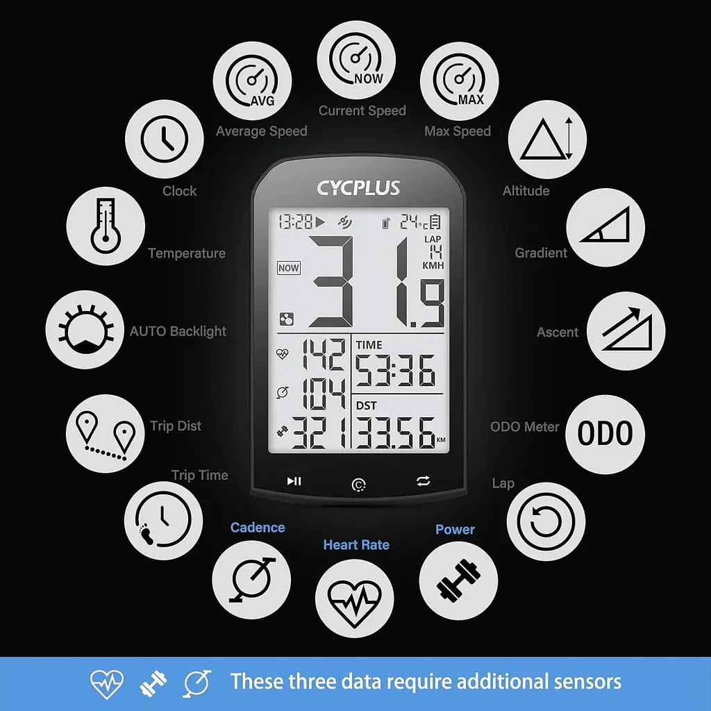 Велокомп’ютер CYCPLUS GPS 2.9", ANT+, Bluetooth, з підсвіткою - фото 7