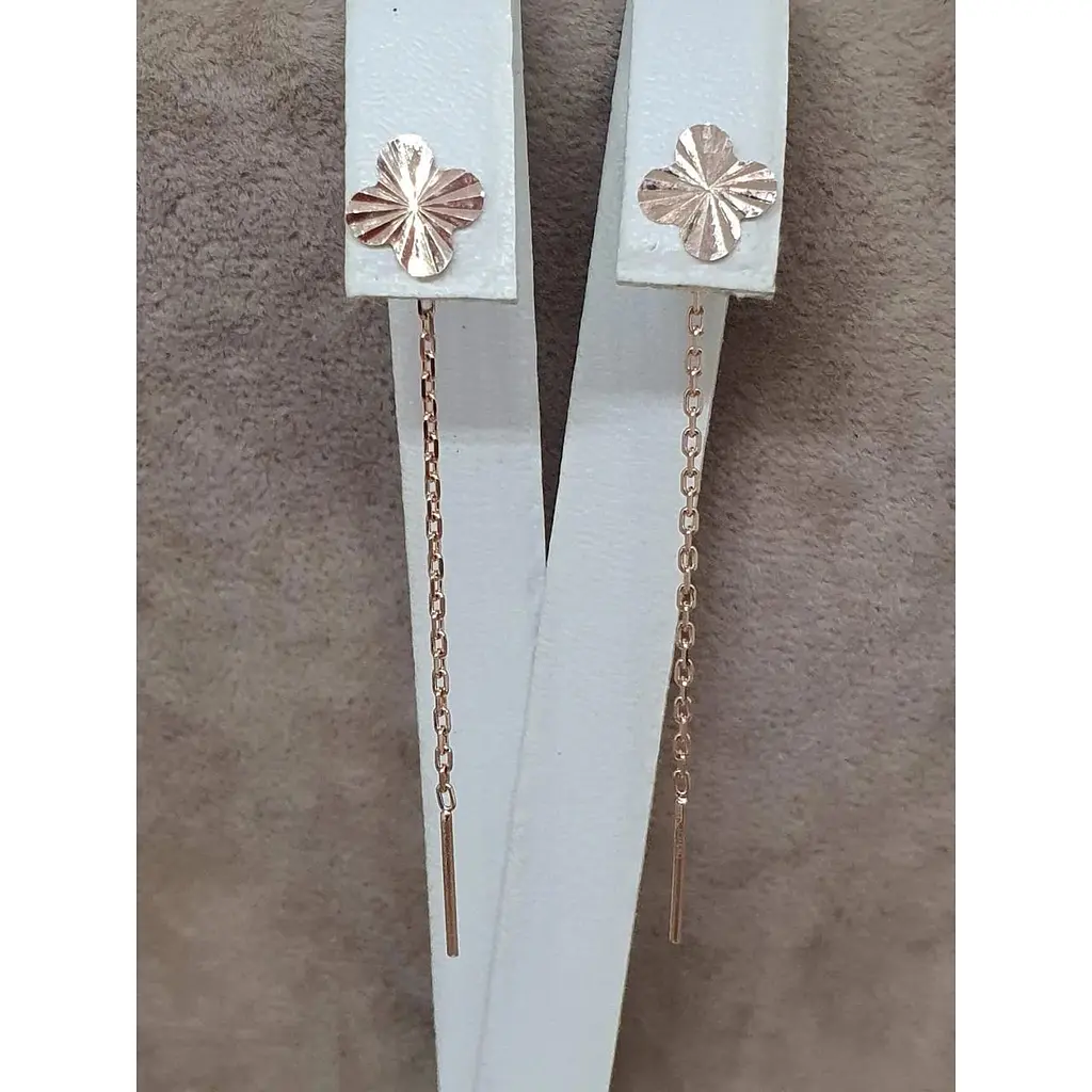 Золоті сережки-протягання Favoritum Конюшина. 210111_А - фото 3