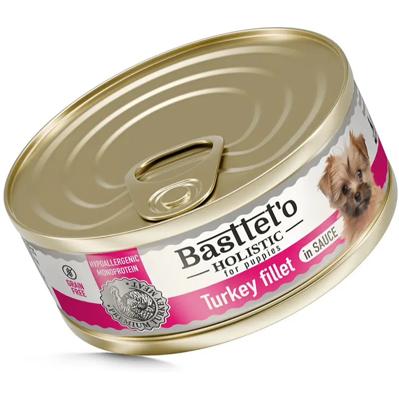 Вологий корм для цуценят Basttet'o Holistic Шматочки філе індички в соусі 85 г