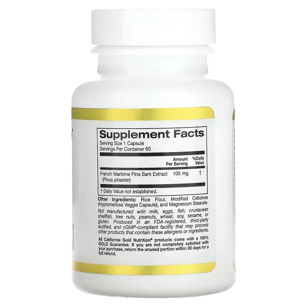 Екстракт кори французької приморської сосни California Gold Nutrition French Maritime Pine Bark Extract Oligopin 100 мг 60 вегетаріанських капсул - фото 2