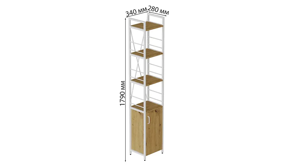 Этажерка 4/34 Ferrum-decor Серии Конект с тумбой 179x34x28 Белый ДСП Артизан (FRD-104475) - фото 3