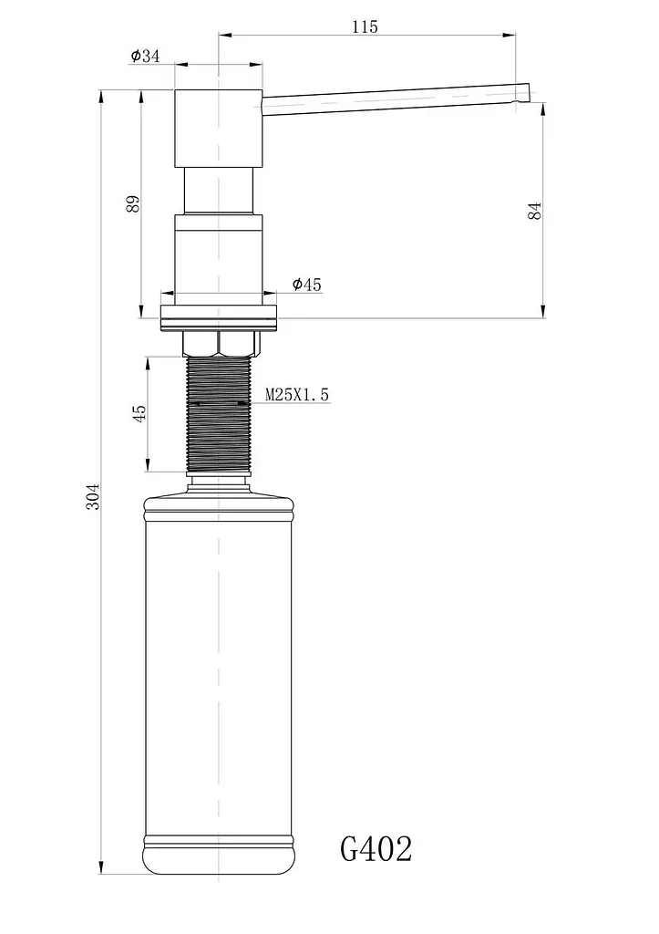 Дозатор для миючого засобу Gappo G402-1, латунь/пластик, чорний 300 мл, Чорний матовий - фото 2