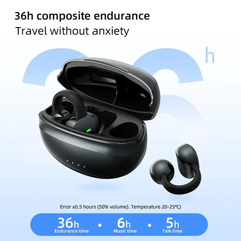 Бездротові спортивні навушники-кліпси Langsdom T9 з шумоподавленням, Bluetooth 5.4 та  IPX5 Чорний - фото 5