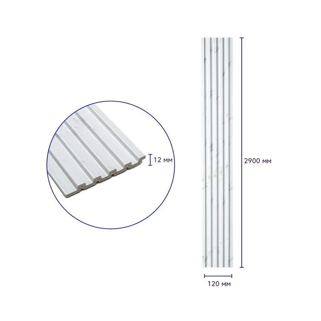 Рейка декоративна Wall Sticker PS 2900х120х12 мм Білий мармур SW-00002134 - фото 3