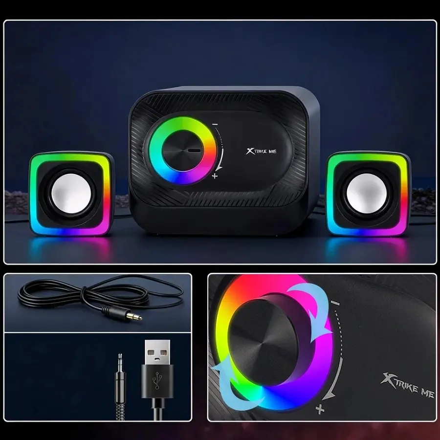 Акустична система 2.1 XTRIKE ME SK-502, 11Вт LED USB+3,5мм чорна - фото 4