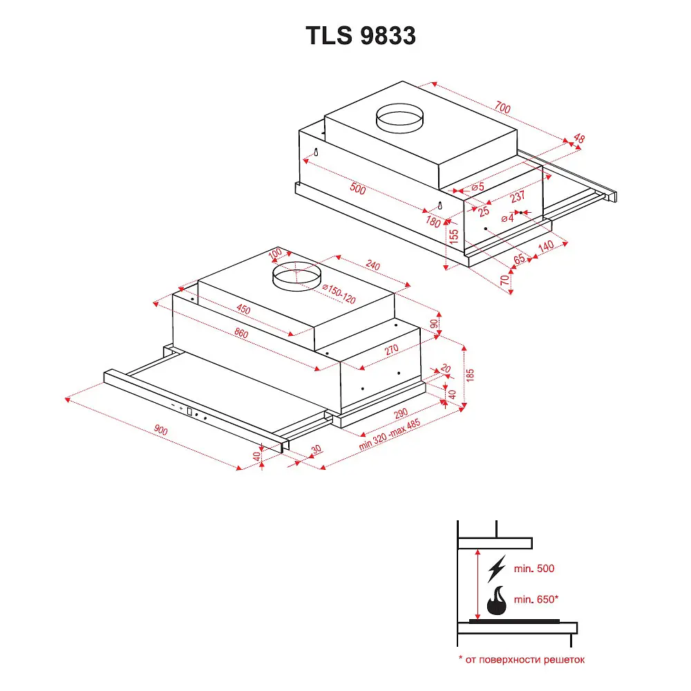 Витяжка телескопічна PERFELLI TLS 9833 W LED Strip - фото 13
