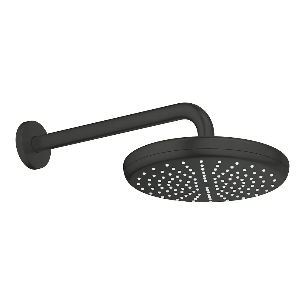 Верхній душ з душовим кронштейном 286 мм, 1 режим струменя Grohe Tempesta 210 1022182430, Чорний матовий - фото 2