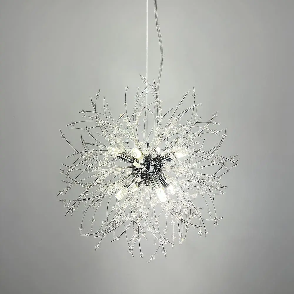 Пухнастий підвісний світильник у вигляді кульбаби в корпусі хром Ø 40 см | Арт. AS 155/400 P CH | Line F - фото 2