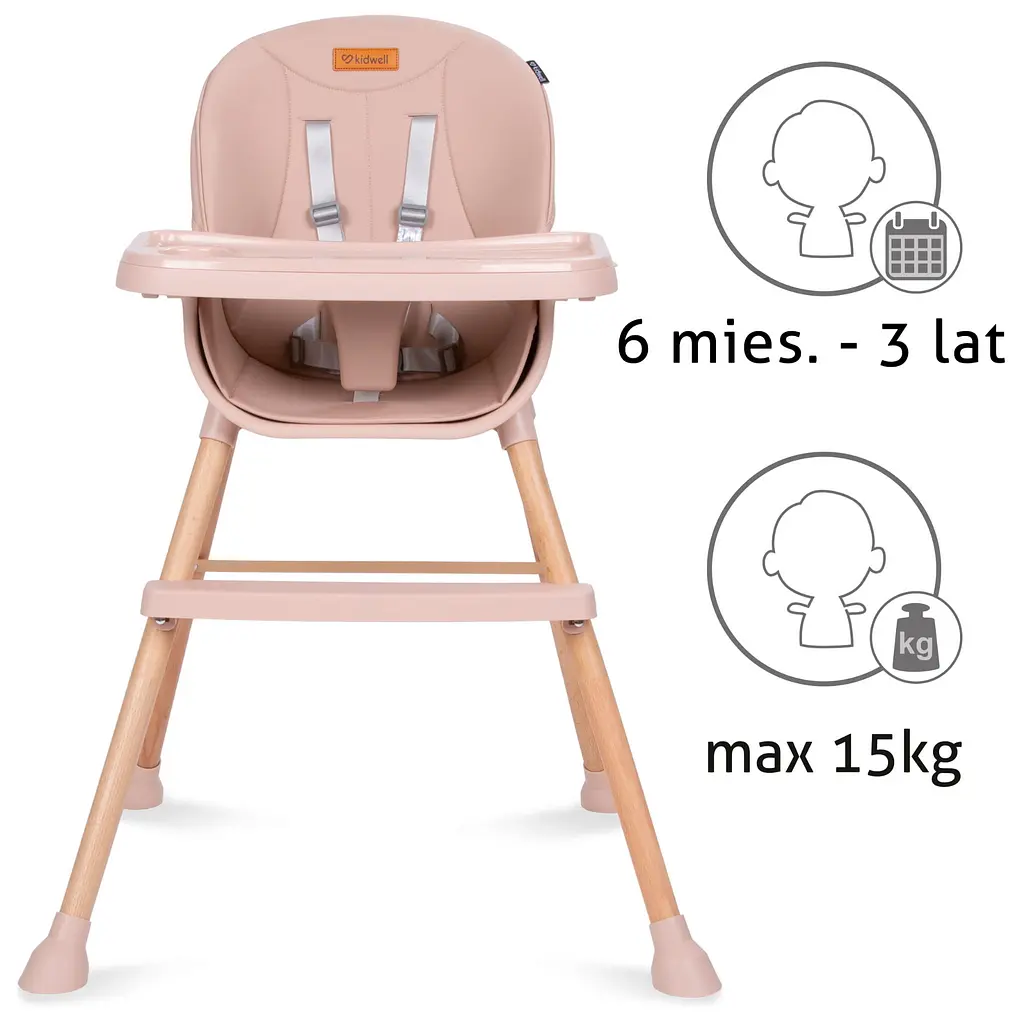 Стульчик для кормления Kidwell Eatan Wood 4 в 1 Pink (5901130090990) - фото 8