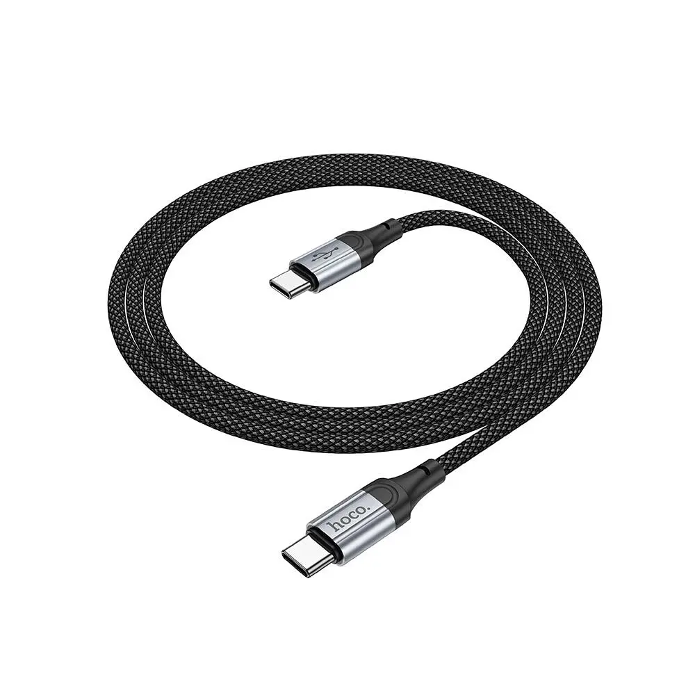Кабель Hoco X102 Type-C to Type-C 3A 1 м nylon aluminum connectors чорний - фото 3