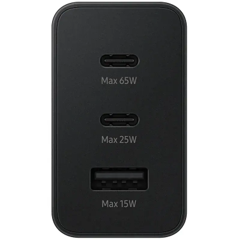Зарядний пристрій Samsung 2xUSB-С 65W PD PPS/USB-A Black (EP-T6530NBEGEU) - фото 3