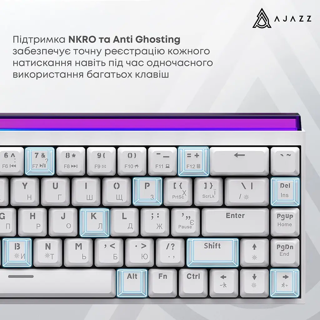 Клавиатура Ajazz NK68 Red switches White (NK68-R-W) - фото 13