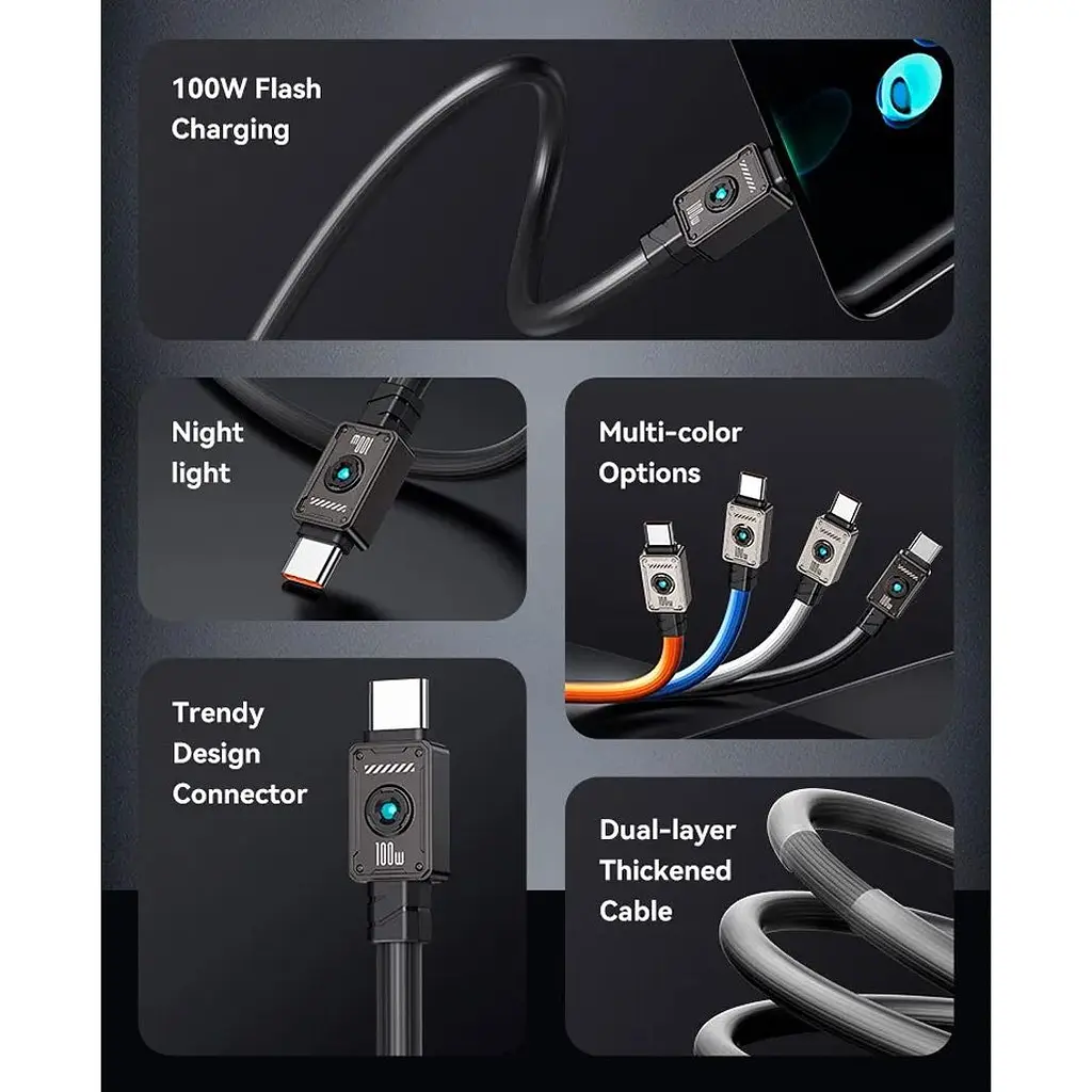 Кабель Usams US-SJ684 USB-C to USB-C 100W 1.2m Orange (SJ684USB04) [153993] - фото 3