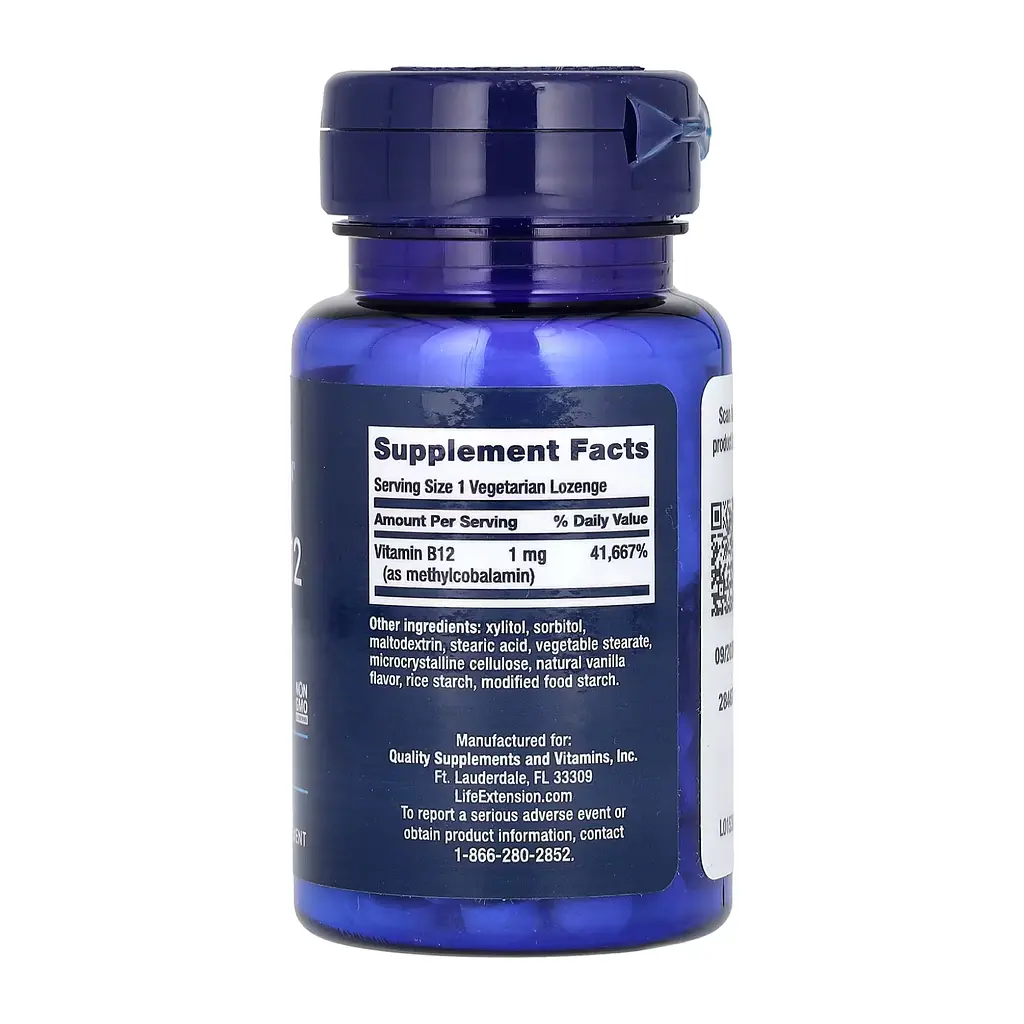 Вітаміни Life Extension Vitamin B12 Methylcobalamin 1 мг 60 капсул - фото 2