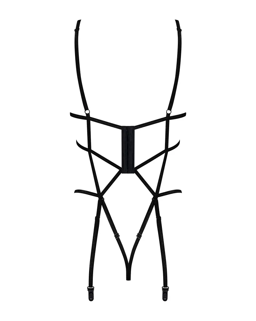 Боді зі стреп із доступом Obsessive Badossa crotchless teddy S/M, чорний - фото 6