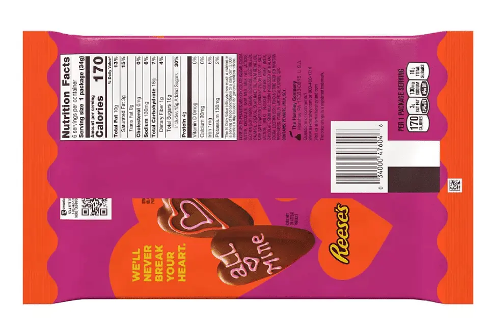 Цукерки Reese's Valentine's Day Peanut Butter Hearts Candy 6шт х 34г - фото 2