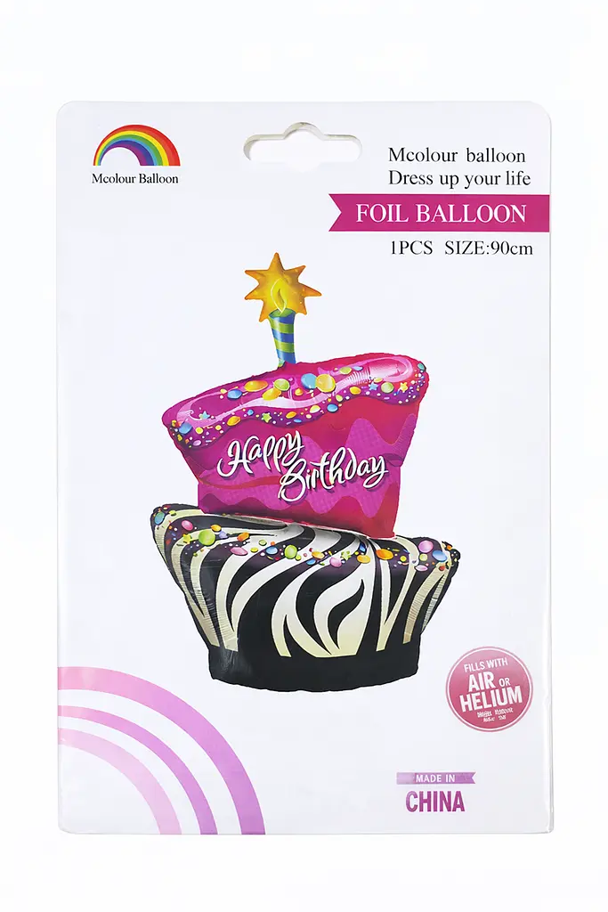 Фольгована кулька Mcolour Balloon торт“Happy Birthday ”90 см наповнення повітрям або гелієм для тематичних вечірок Різнокольоровий - фото 2