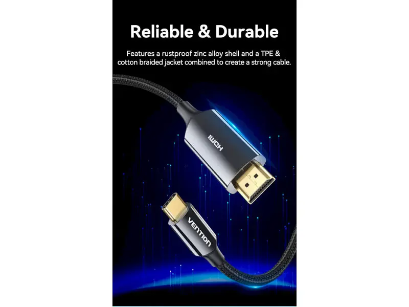 Кабель Vention Embrace the Brilliance of 8K USB-C - HDMI v2.1 1.8м Black (CRCBAC) - фото 10