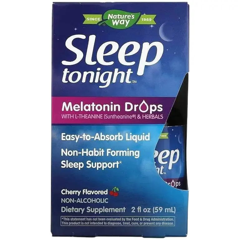 Мелатонін з L-теаніном та травами Nature's Way Sleep Tonight без алкоголю зі смаком вишні 59 мл - фото 2