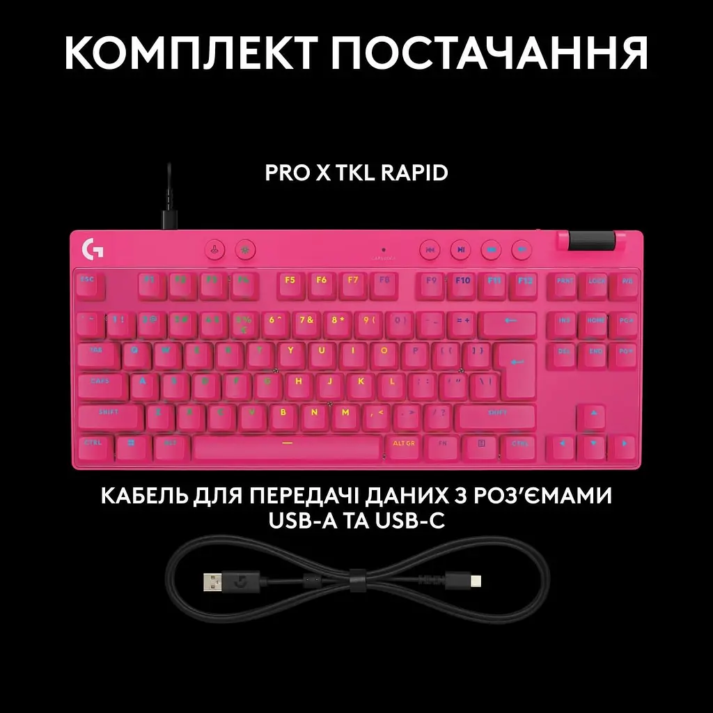 Клавіатура Logitech G PRO X TKL RAPID Gaming Magenta (L920-013253) Б/в - фото 10